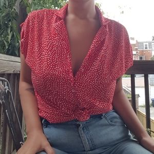 Polka Dot Button Down Top